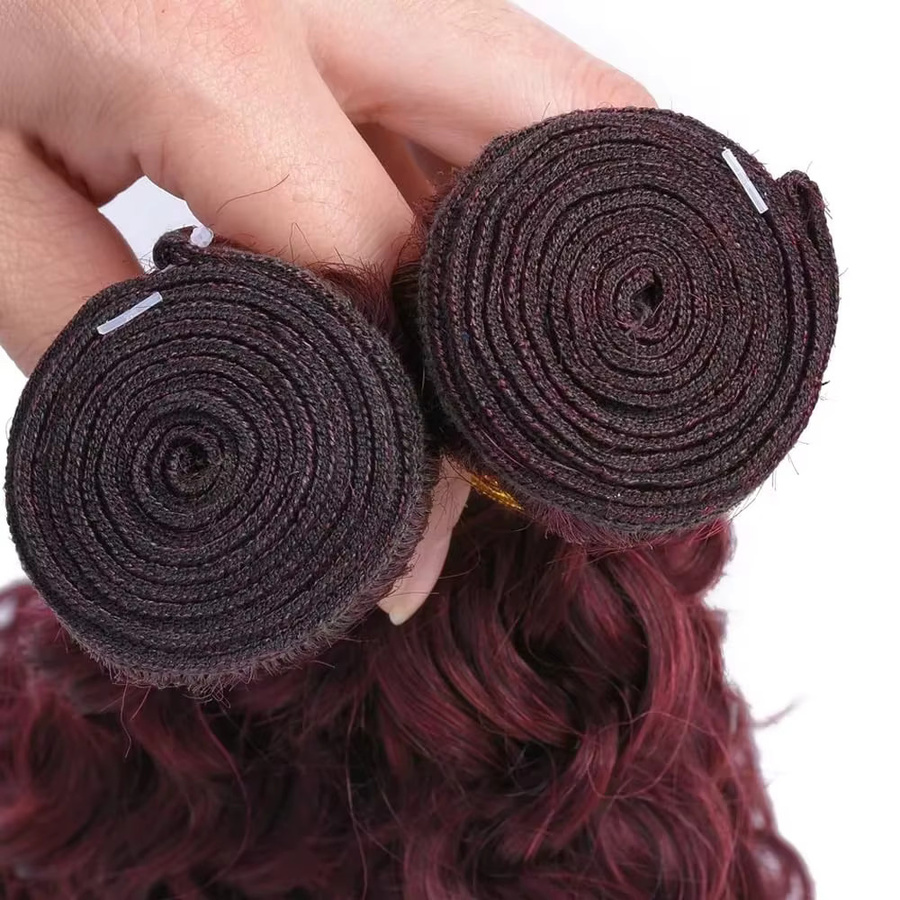 mayfive Haar Extensions, Brasilianisches Remy Haar, Burgund, Lockig, Unisex - Bild 5