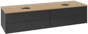 V&B Waschtischunterschrank Antao ohne Frontstruktur in Eiche Honig und Blau lackiert, B/T: 160 x 50 cm - Bild 1