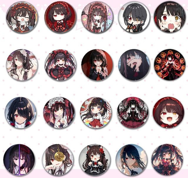 Bilibili Brosche, Cartoon K-Kurumi T-Tokisaki, Runde Anstecknadel - Bild 1
