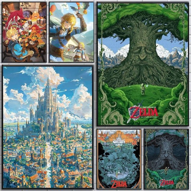 Selbstklebender Anime Poster Druck Zelda Link Motiv auf Papier, Mehrfarbig, Rechteckig - Bild 1