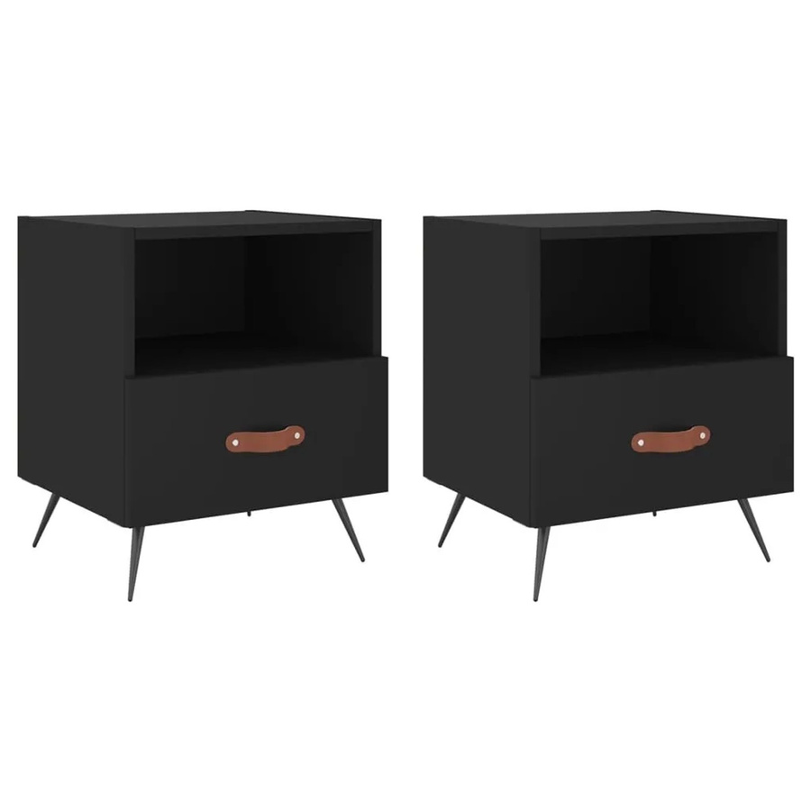 vidaXL Nachttische 2er Set Schwarz Modern B/T/H: 40 x 35 x 47,5 cm - Bild 2