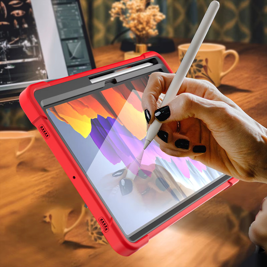 Defender Armor verstärkte Anti-Sturz-Schutzhülle mit Ständer für Samsung Galaxy Tab S11 S10 Ultra A11+ in Pink und Rot - Bild 5