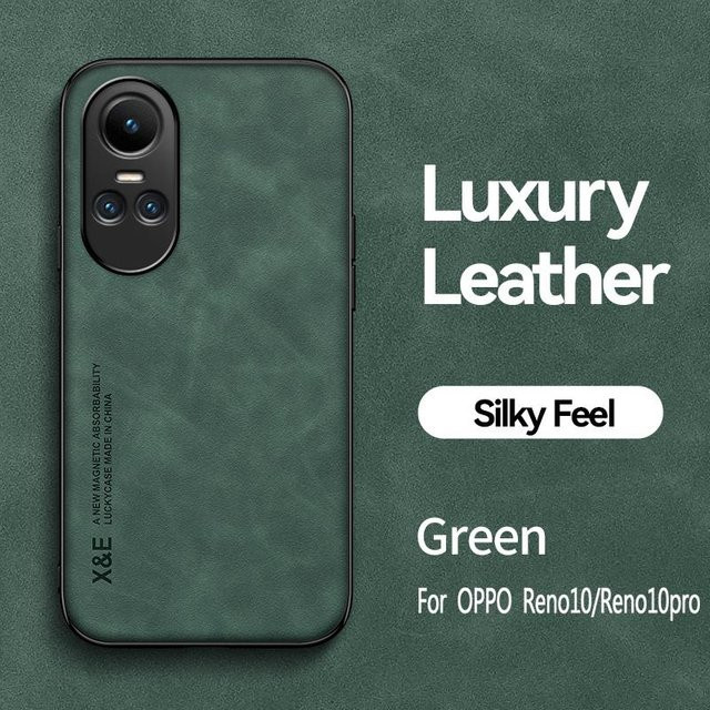 Magnetische Leder-Handyhülle für OPPO Reno 10 5G CPH2531 und OPPO Reno10 Pro Global in Grün - Bild 1