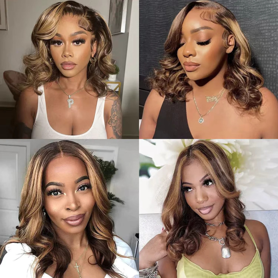 Tomiyaa Highlight Body Wave Bob-Perücke aus Echthaar, 13x4 Lace Front, Damen - Bild 5