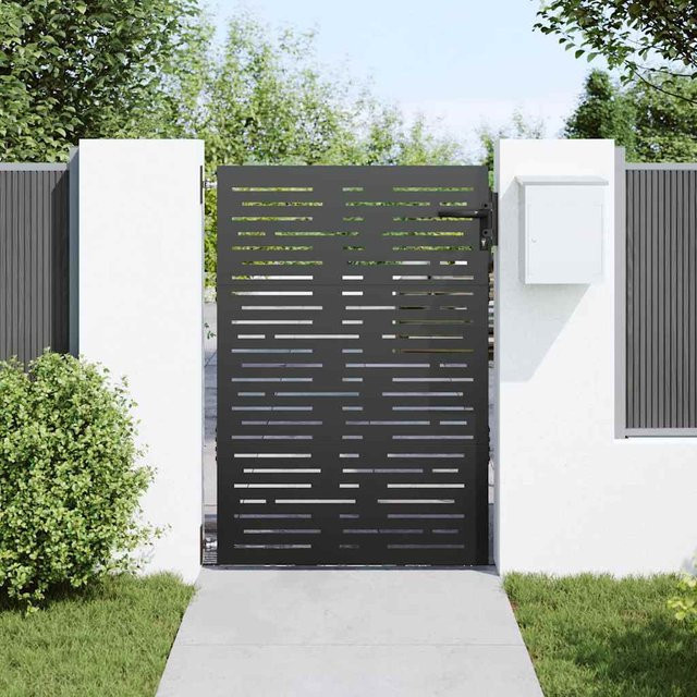 vidaXL Gartentor aus pulverbeschichtetem Stahl in Schwarz, B/H: 125 x 125 cm, semi-transparent - Bild 3