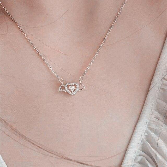 Amor Halskette, Kleiner Engel Anhänger, Kupfer, Zirkonia, Damen, Silber - Bild 1
