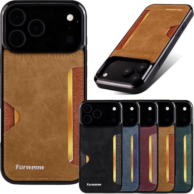 Apple Ledertasche Handyhülle mit Kartenhalter in Grün für iPhone 17 Air 16 Pro Max 15 Plus 14 Pro Max 13 12 Mini 11 - Bild 1