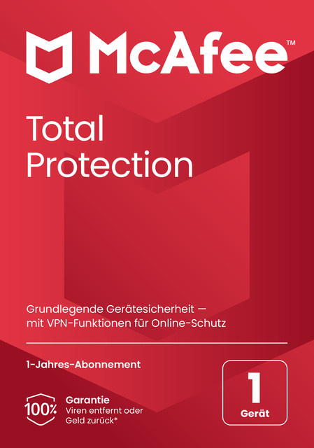 McAfee Total Protection Antivirus Security für 1 Gerät in Rot - Bild 1