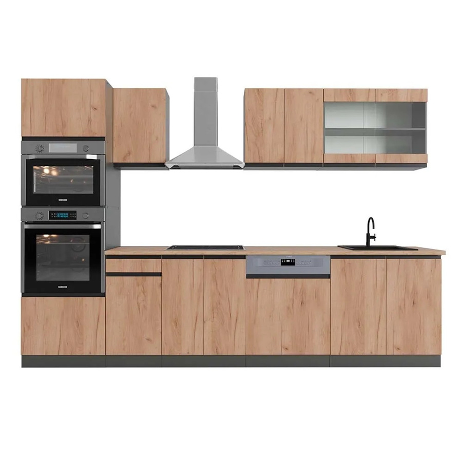 Vicco R-Line Küchenzeile Goldkraft Eiche/Anthrazit mit Hochschrank Breite: 300 cm - Bild 2