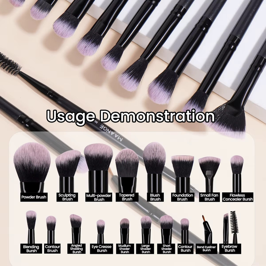 MAANGE Make-up-Pinsel-Set, 18-teilig, Unisex, mit Reise-Aufbewahrungsbox - Bild 3