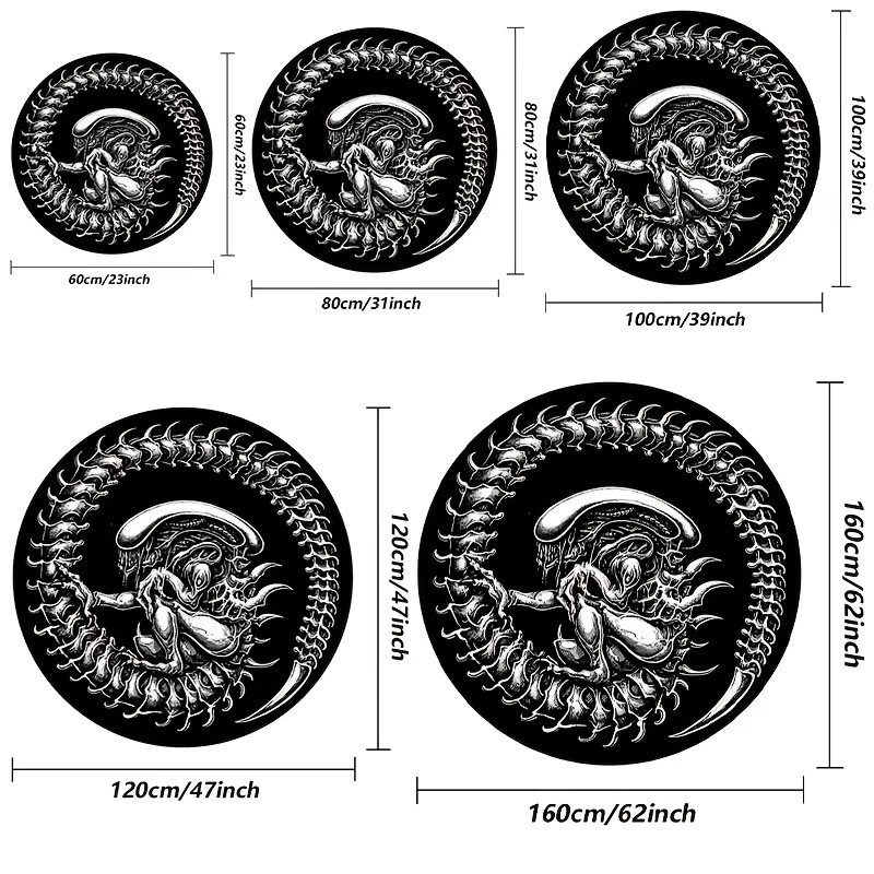 VIKAMA Xenomorph Alien Ouroboros Runder Teppich, Schwarz, Durchmesser: 60 cm - Bild 5