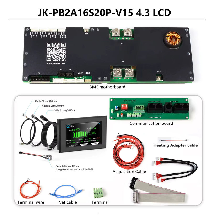 XinRongBMS DIY Batteriekasten Systemzubehör Kit für JK-BMS EVE CATL LiFePO4 Batterien mit RJ45 Anschluss - Bild 2