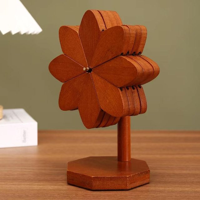 5er Set Mango Event Holz Untersetzer mit Windmühle Design in Braun - Bild 1