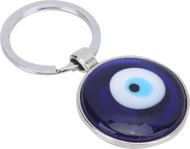 Schlüsselanhänger türkisches blaues Augenmuster, runde Perlen, Unisex - Bild 1