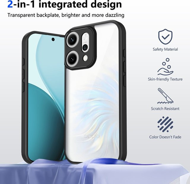 Stoßfeste Silikonhülle für Oppo Reno 14 13 12 11 10 Serie in Transparent und Blau mit PC-Rückseite und TPU-Stoßfänger - Bild 1