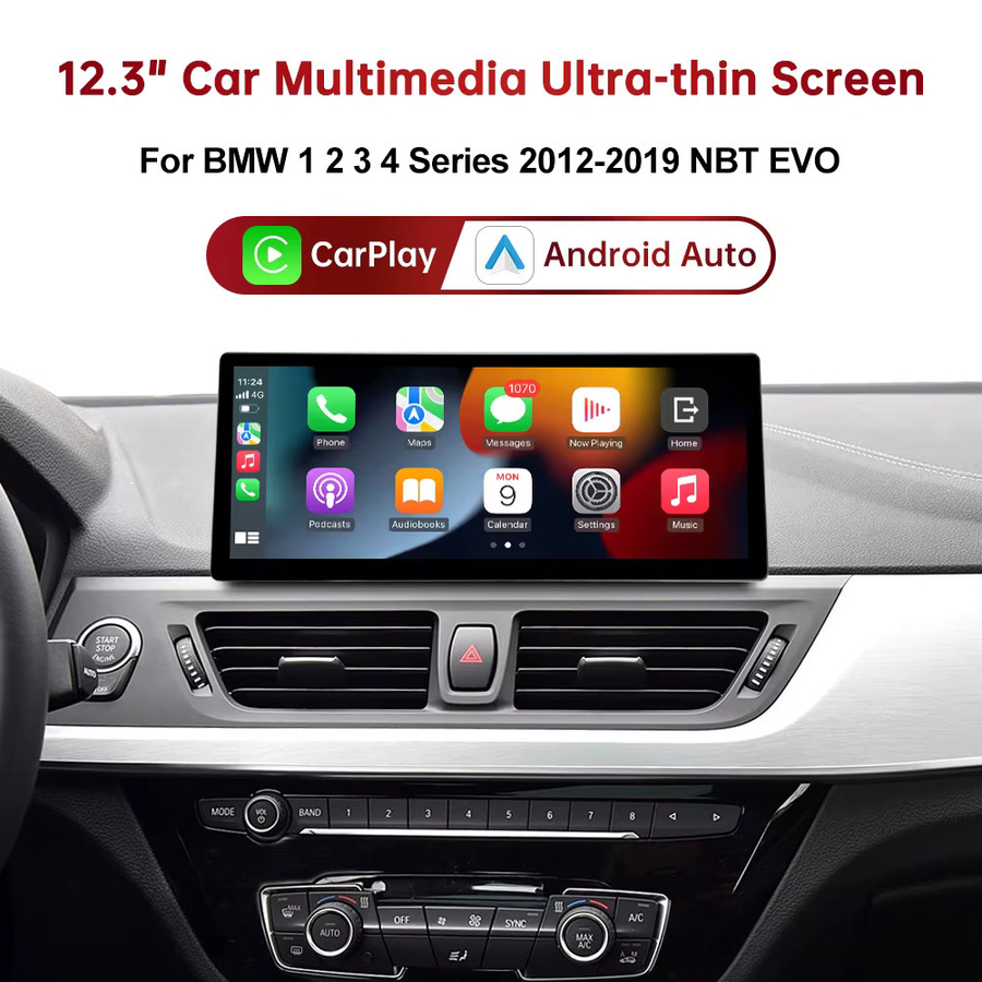 RoadTop 12,3 Zoll Drahtloser CarPlay Multimedia-Bildschirm für BMW Serie 1 2 3 4 NBT EVO in Schwarz - Bild 6