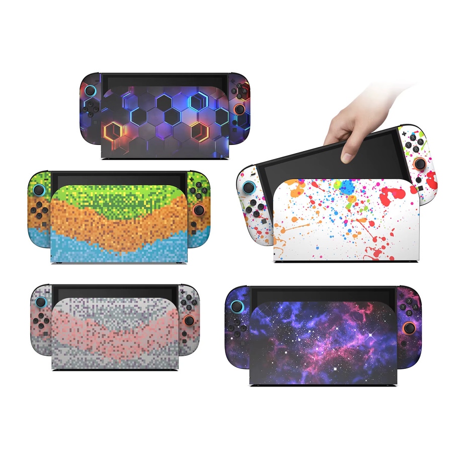 TNS-5192 Skin- und Displayschutz-Set für Switch 2 in Petrol und Multicolour für Konsole, Joy-Con-Griffe und Dock - Bild 3