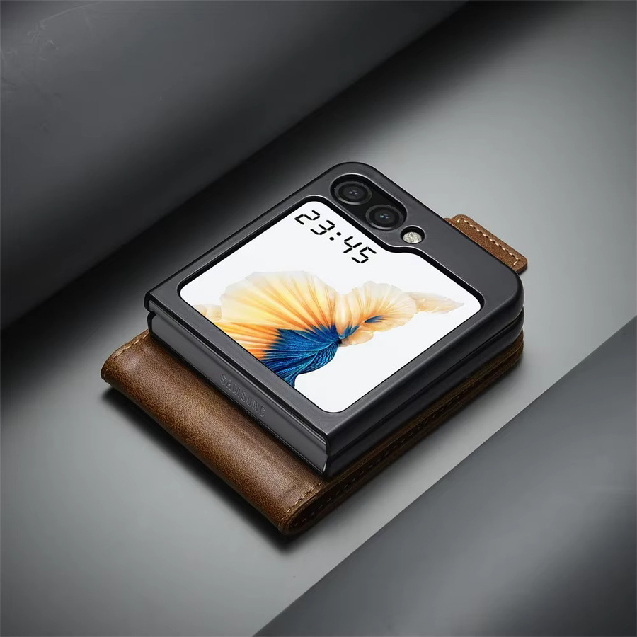 Brieftasche Handyhülle mit RFID-Schutz für Samsung Galaxy Z Flip 7, 6, 5, 4, 3 5G in Schwarz oder Braun - Bild 3