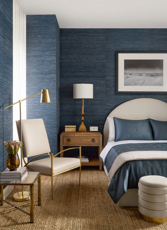 Thibaut Tapete Maroma in Navy Blau mit Naturmotiv aus Vlies - Bild 2
