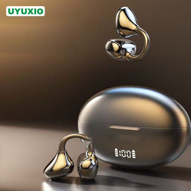 UYUXIO BT 5.4 Clip-On Kabellose Kopfhörer OWS Open-Ear-Ohrhörer für Sport in Schwarz mit 50 Stunden Akkulaufzeit - Bild 1