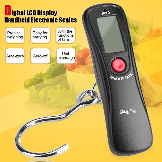 WEIHENG Digitale Gepäckwaage mit LCD Display in Grau, Elektronische Handgepäckwaage bis 50 kg - Bild 1