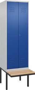 C+P PSA Doppel-Spind Classic PLUS Sitzbank mit 2 Abteilen aus Buche-Hartholz und Stahl, B/T/H: 212 x 60 x 81,5 cm - Bild 1