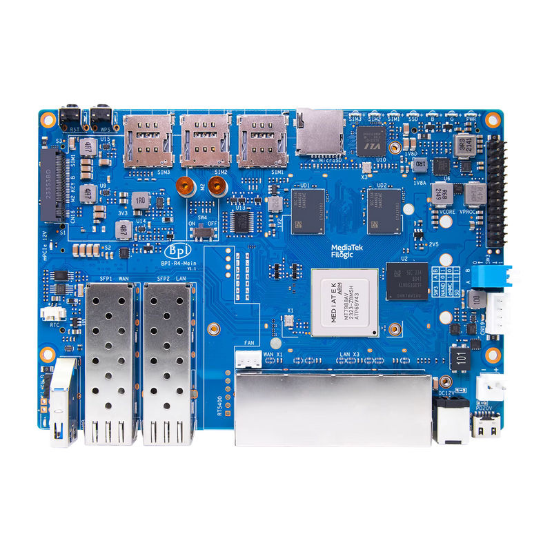 Banana Pi BPI-R4 Smart Router Board mit MediaTek MT7988A Filogic 880 Quad-Core Arm Cortex-A73, 4GB DDR4 und 8GB EMMC Flash - Bild 2