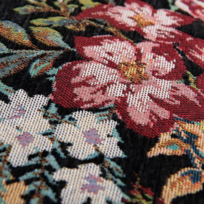Inyahome Wurfkissenbezug im marokkanischen Stil mit Blumenakzent und getufteter Dekoration in Boho Black Multicolor - Bild 3