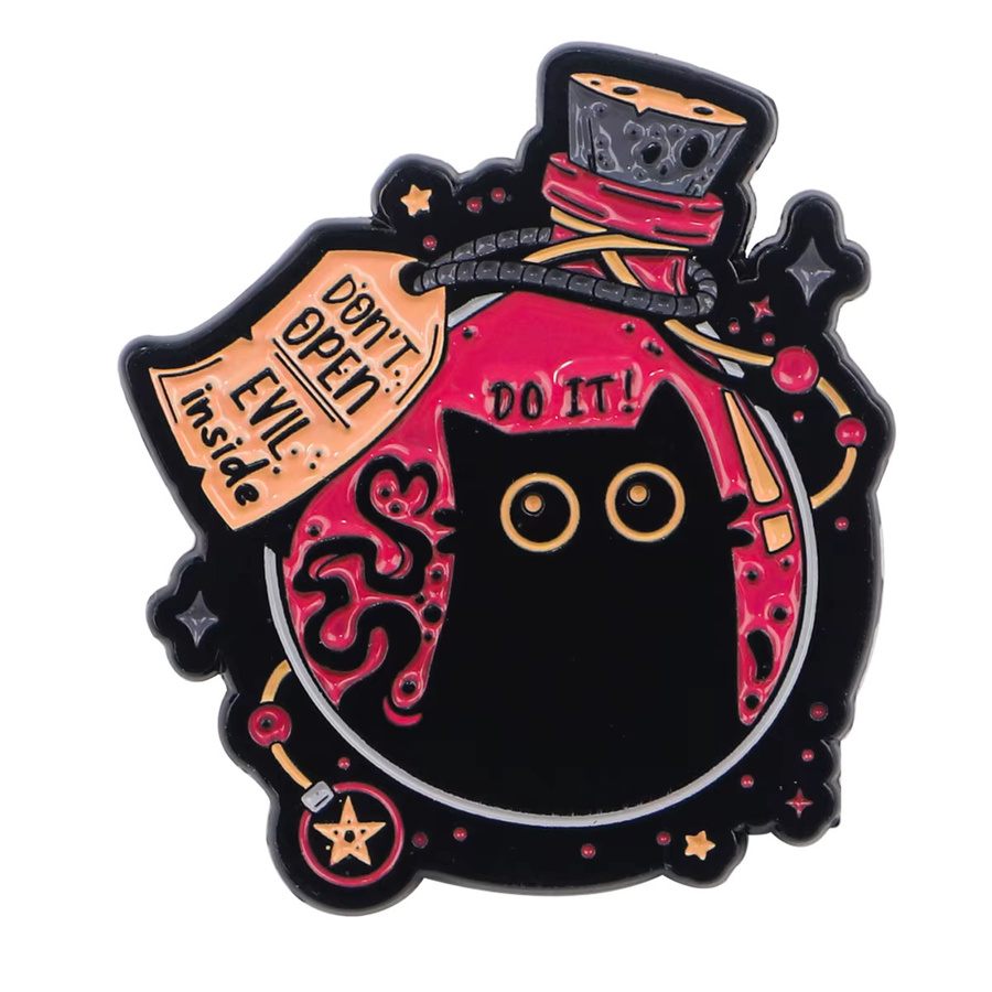 Ramulus Brosche, schwarze Katze, Emaille, Unisex - Bild 3