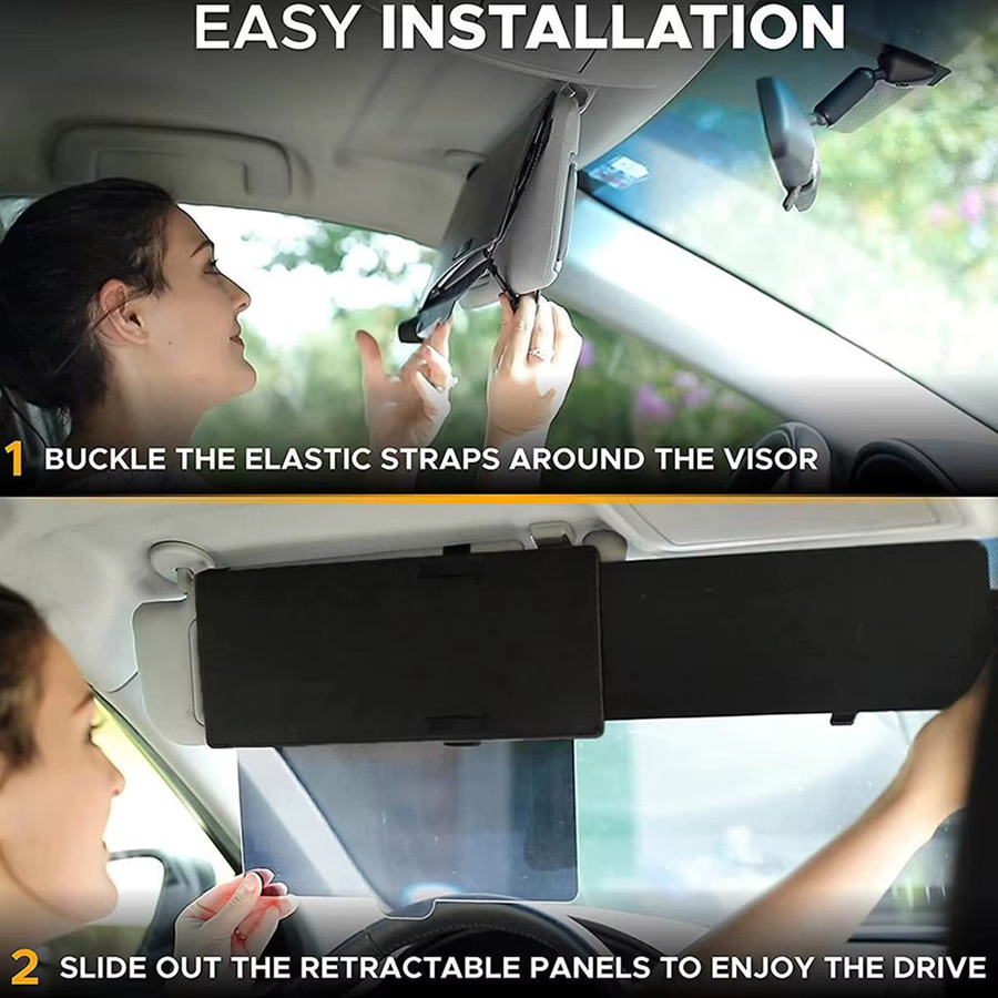 Everso Auto Visier Extender Anti-Glare, verstellbare Sonnenblende Verlängerung für das Auto, Schwarz - Bild 5