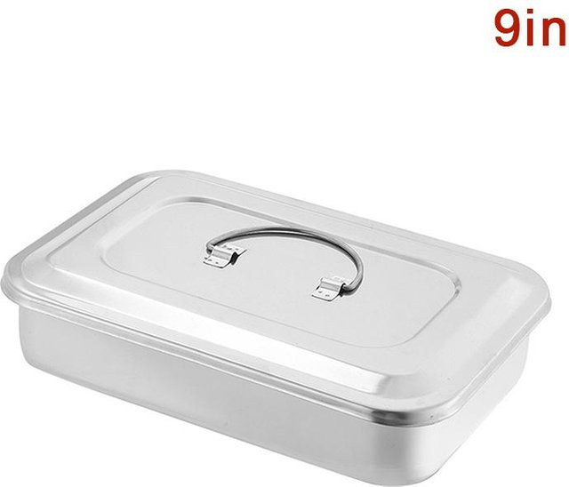 Nigf Dental Tray Sterilisatorbehälter aus Edelstahl mit Deckel in Silber für chirurgische Instrumente und medizinische Geräte - Bild 1