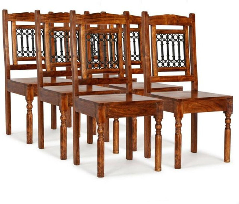 Vidaxl Esszimmerstühle 6er Set aus Massivholz in Braun im klassischen Design - Bild 1