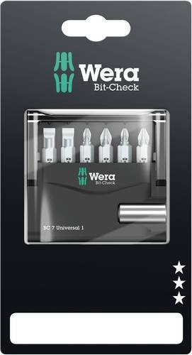 Wera Mini-Check 7-teiliges Bit-Set in Silber mit Schlitz, Phillips und Pozidriv Bits - Bild 1