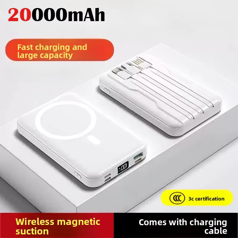 Taepiaai Magnetische Powerbank 20000mAh mit MagSafe, Kabelloses PD 22,5W Schnellladegerät, Externer Akku in Weiß - Bild 2