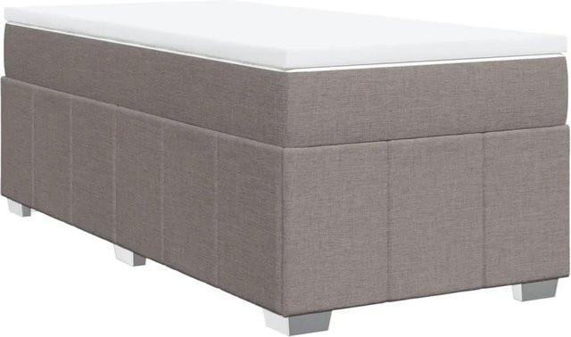 vidaXL Boxspringbett mit Matratze in Taupe, Hybrid-Bett mit Taschenfederkern aus Stoff, B/T: 90 x 200 cm - Bild 1