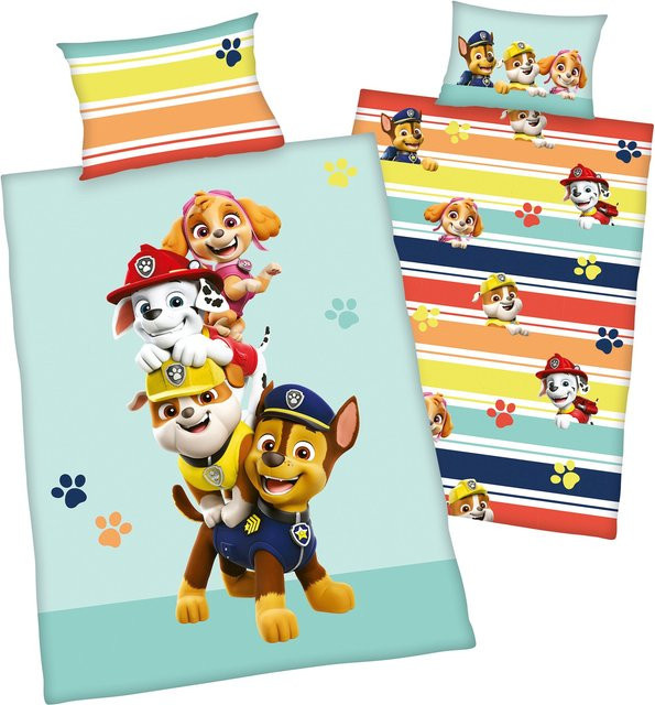 Herding Paw Patrol Flanell Wende-Bettwäsche für Kinder, Mehrfarbig, B/T/H: 135 x 200 cm und 40 x 60 cm - Bild 1