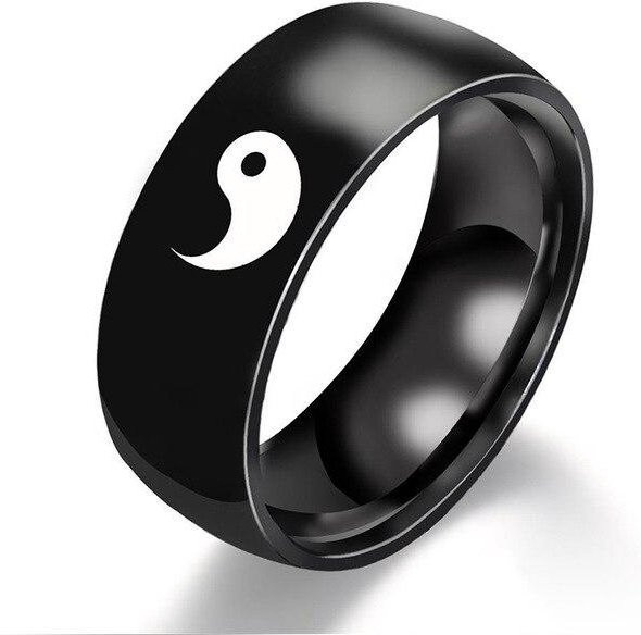 YIRAN Jewelry Tai-Chi-Ringe, Yin-Yang-Motiv, Schwarz, Unisex - Bild 1
