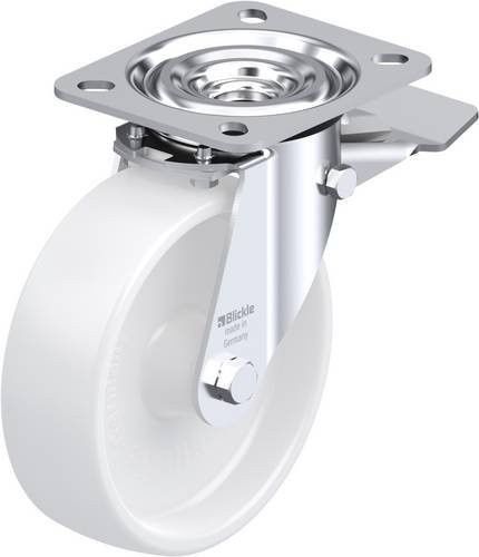 Blickle Lenkrolle 762796 L-PPN 125G-ST mit Feststeller, Farbe: Weiß, Rad-Durchmesser: 125 mm, Tragfähigkeit: 200 kg - Bild 1