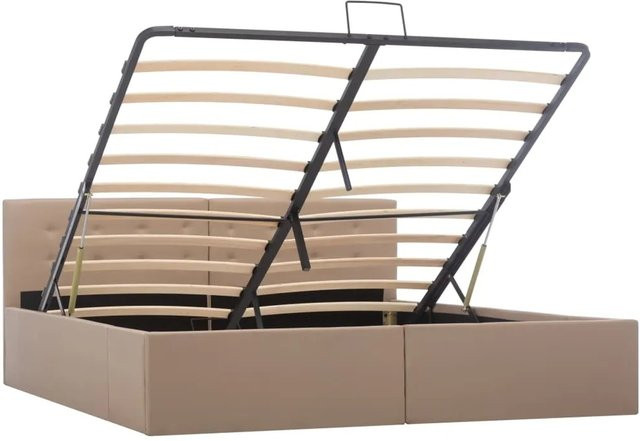 vidaXL Stauraumbett mit Hydraulik in Cappuccino-Braun aus Kunstleder, B/T/H: 160 x 200 x 168 x 211 cm - Bild 1