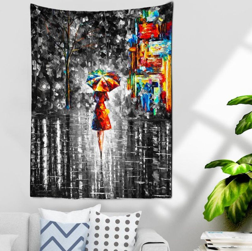 Binchi Outdoor Equipment Wandbehang Boho Stil Porträt Engel in Schwarz und Weiß, B: 95 cm, H: 70 cm - Bild 1