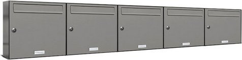 AL Briefkasten-System für 5 Parteien zur Aufputzmontage, grau, B/H/T: 153,286 x 34,5 x 11,6 cm - Bild 1