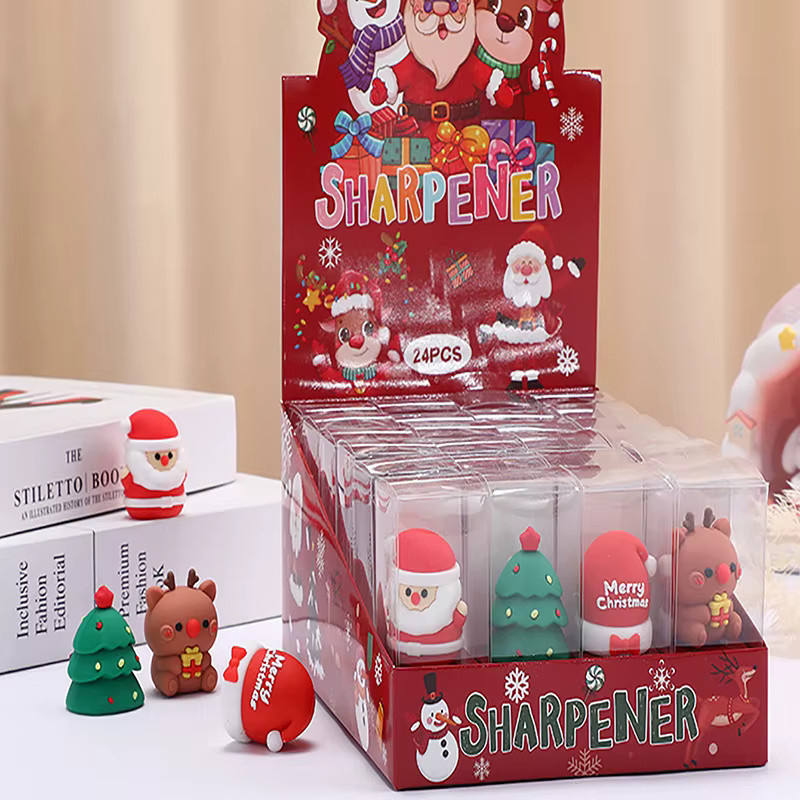 Tragbarer Weihnachts-Hirsch-Bleistiftspitzer aus weichem Material für die Schule - Bild 2