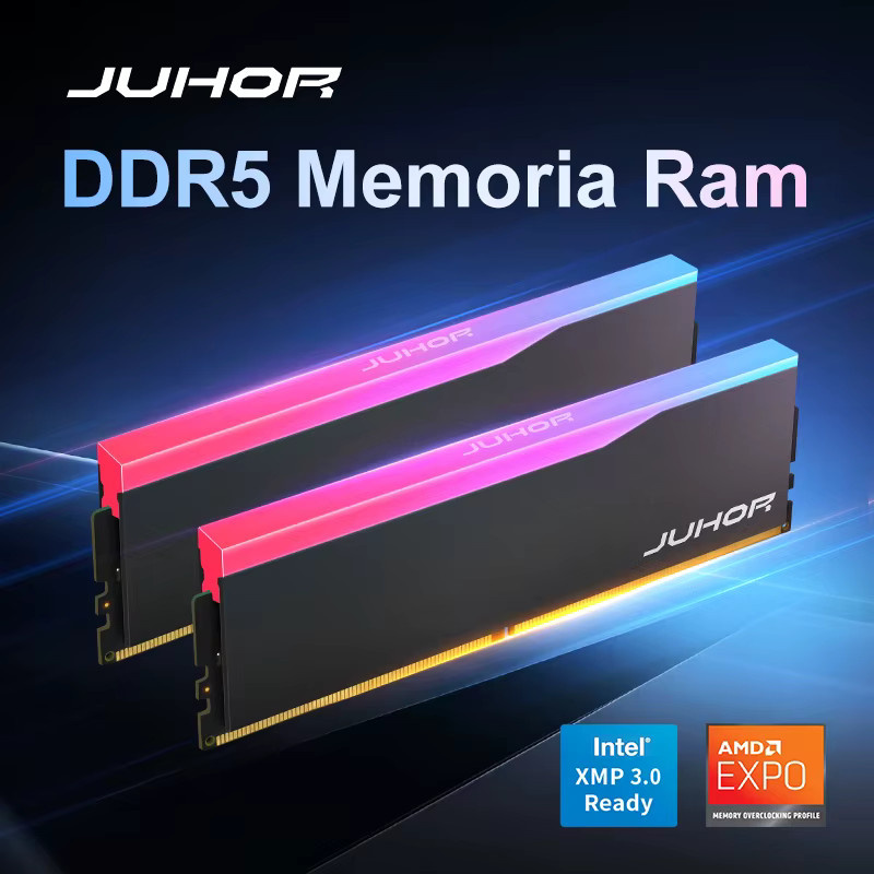 JUHOR DDR5 RGB Arbeitsspeicher 16 GB 6000 MHz 6400 MHz Desktop-PC RAM in Schwarz - Bild 2