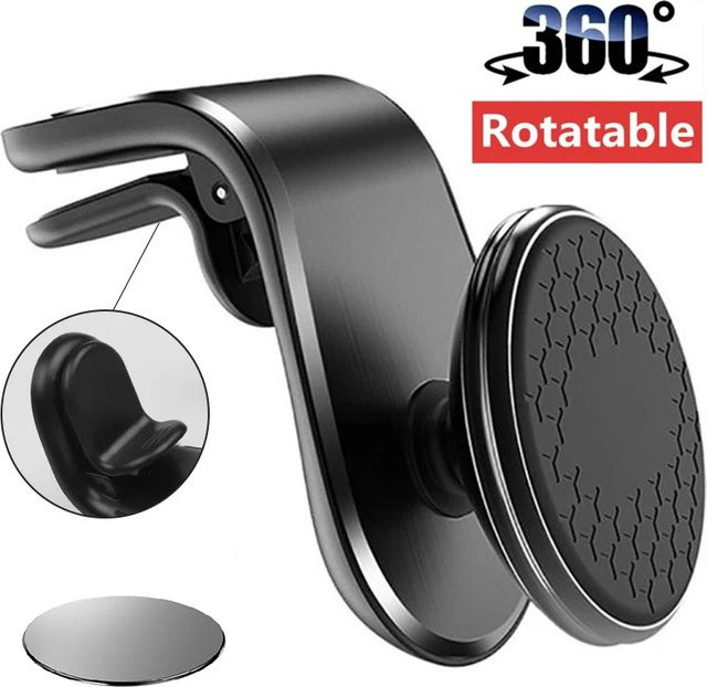 Magnetischer Autotelefonhalter für Lüftungsschlitze in Schwarz mit 360-Grad-Drehung für iPhone und Samsung - Bild 1