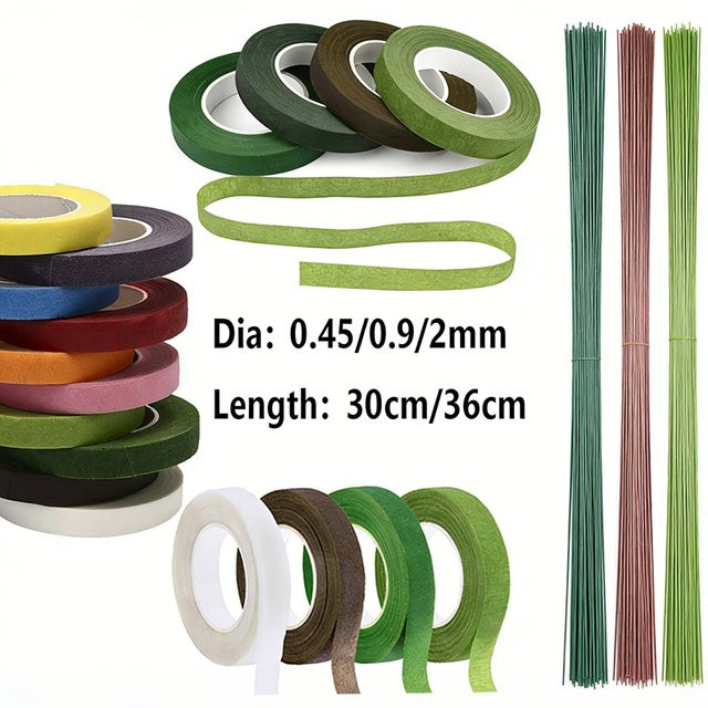 Selbstklebendes Blumenband aus Papier in Weiß für Floristik-DIY und Hochzeitsdekoration - Bild 1