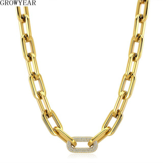 GROWYEAR Halskette Edelstahl, Gold, Kristall, Unisex - Bild 1