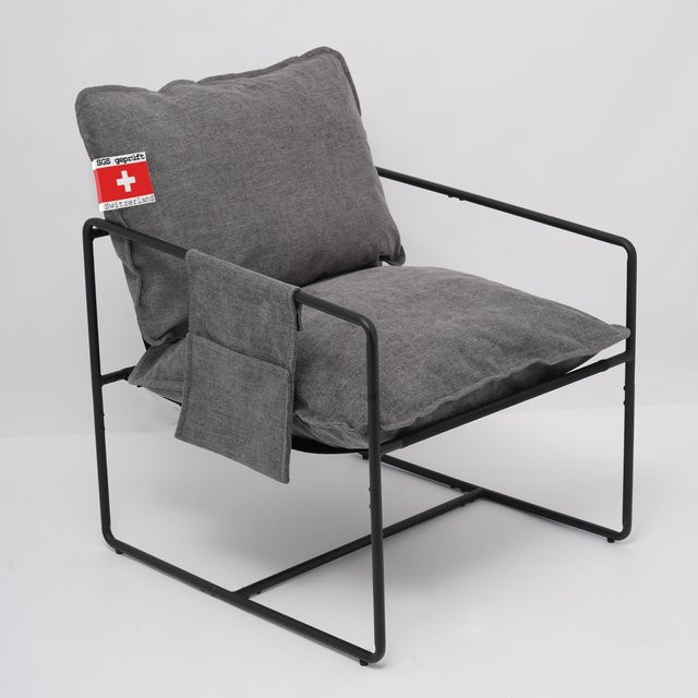 Albatros Designer Vintage Sessel Breston als bequemer Relaxsessel und Loungesessel mit Stoffbezug in Grau - Bild 1