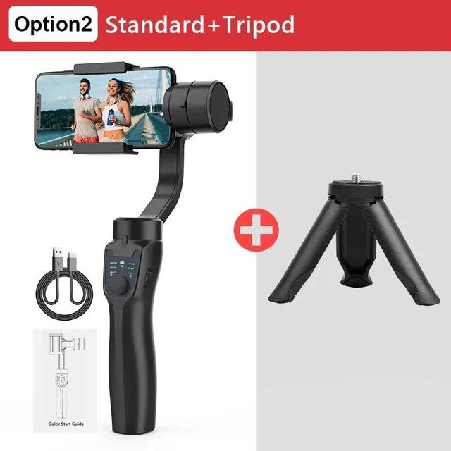 QAML F8 3-Achsen-Gimbal mit Anti-Wackeln, kabellos via Bluetooth, USB-wiederaufladbar, kompatibel mit iPhone, Xiaomi und Action-Kameras, Schwarz - Bild 1