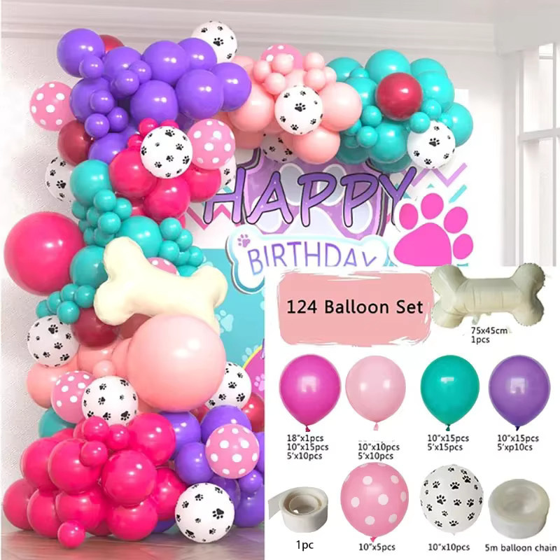 BALONAQ Ballon-Girlande mit Tierpfoten-Motiv in Rosa für Baby Shower und Geburtstagspartys, 124 Stück - Bild 2
