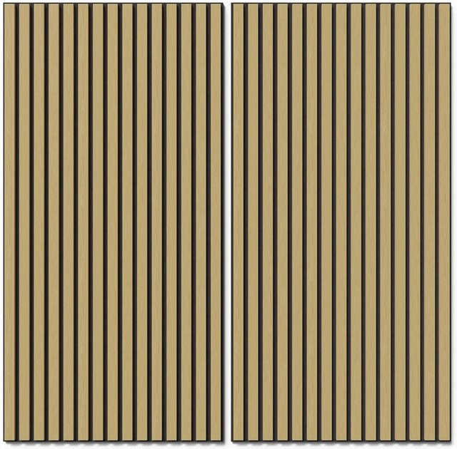 Akustikpaneel Wandverkleidung Denpanels Eiche Natur mit schwarzem Akustikfilz in Streifenoptik, Höhe: 119,8 cm - Bild 1